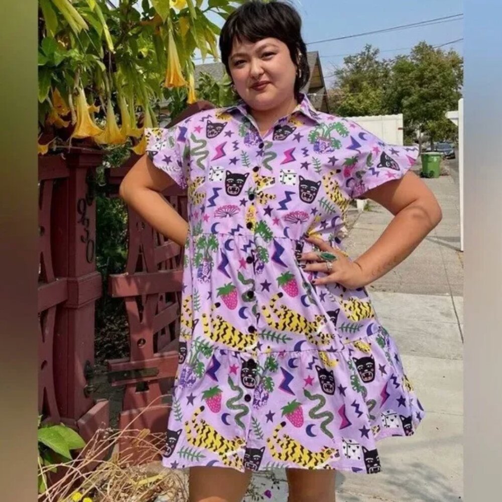 Nooworks Hastings Eloise Dress RARE - Lavender, tiger, jaguar, dice!